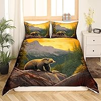 Vista 9 de Anlter - Funda de edredón matrimonial, juego de ropa de cama de cazador de ciervos dorados para niños, adolescentes y adultos, funda de edredón