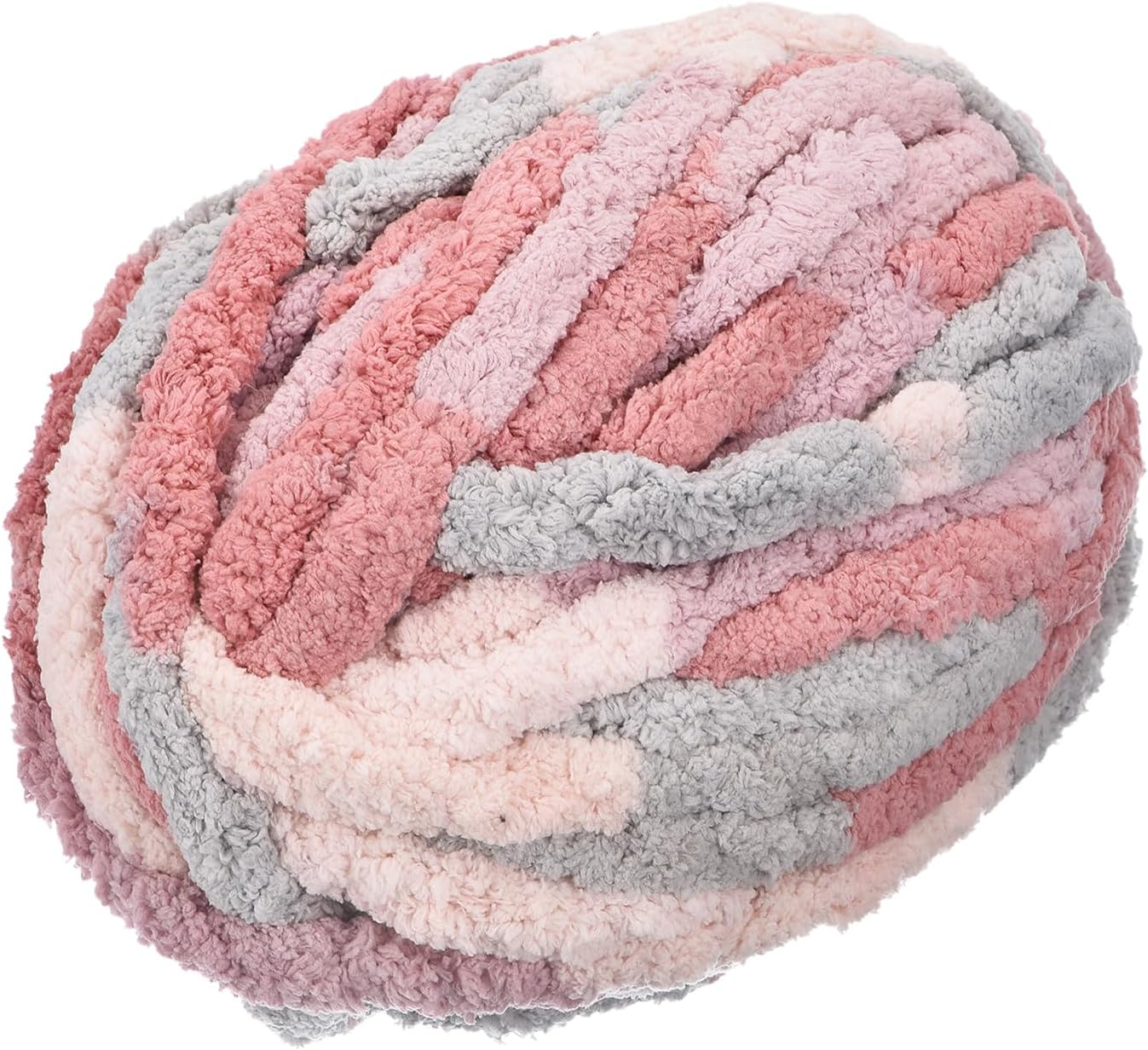 uxcell Chunky Yarn, 1Pcs 27m x 2cm - Polyester Blanket Yarn, Hand-Knitted DIY Thick Chenille Yarn for Crocheting Blankets Bags Scarf Hats (Mixed Pink Grey)