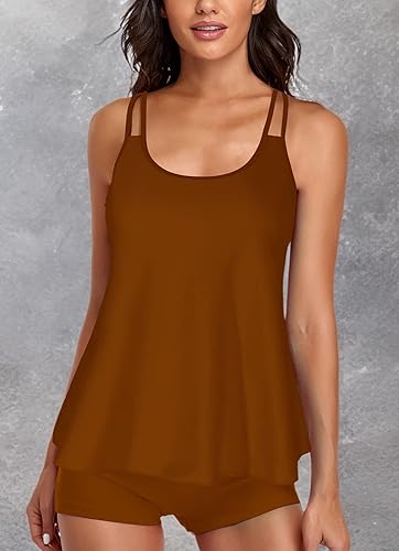 Miniatura 6 de Trajes de baño para mujer, tankini para dos piezas, blusa sin mangas con pantalones cortos