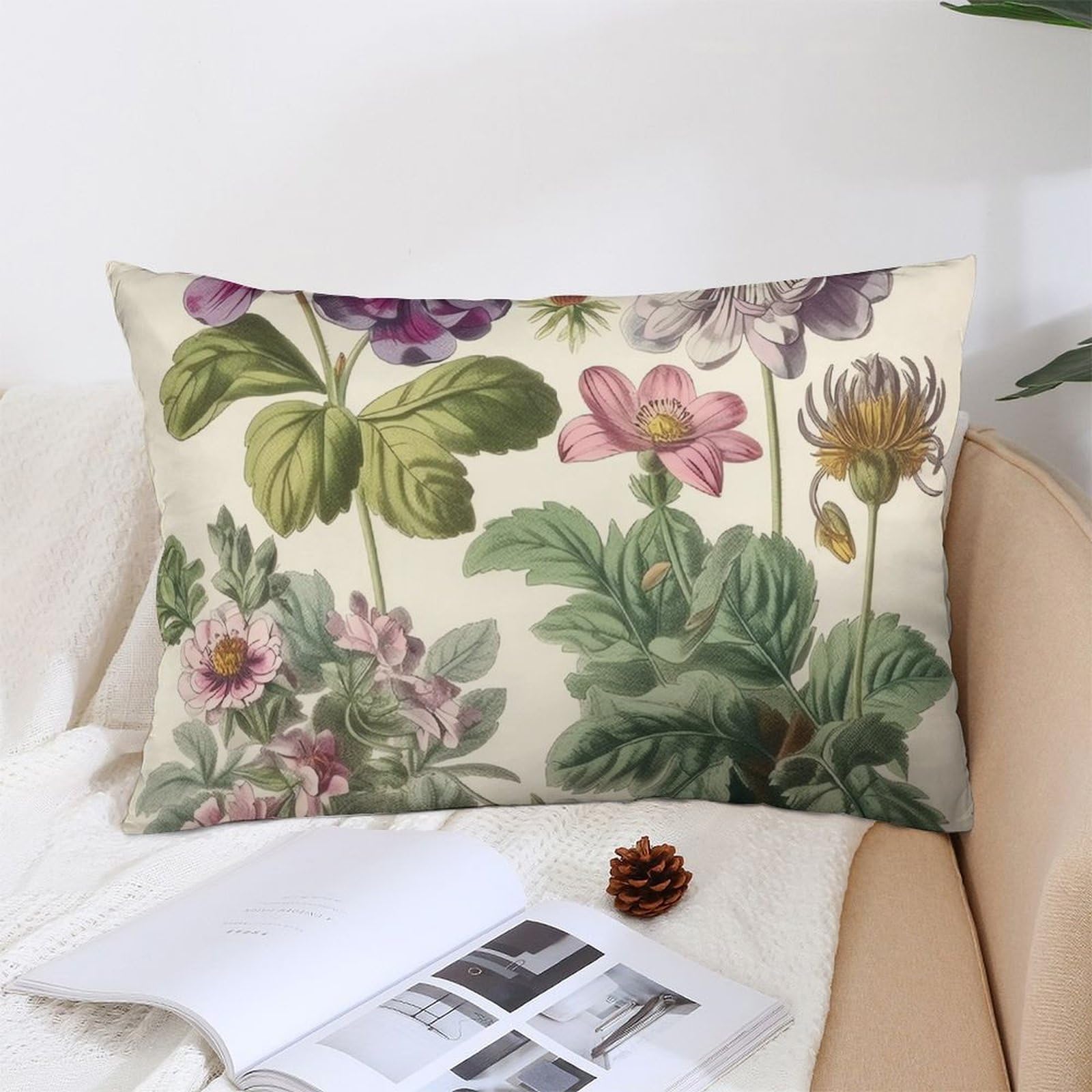 NTVOWPZO Decoration Throw Pillow Covers 12 "x20 Pillowcases Covers Different Kinds of Flowers Soft Pillowcases Modern Farmhouse Home Decor Sofa Cushions Covers for Couch Bed Living Room