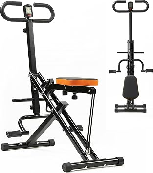Squat Machine for Home, Squat Rowing Machine with Adjustable Resistance Bands, Foldable Exercise Equipment, Squat Assist Trainer for Glutes Ab Back Legs Workout