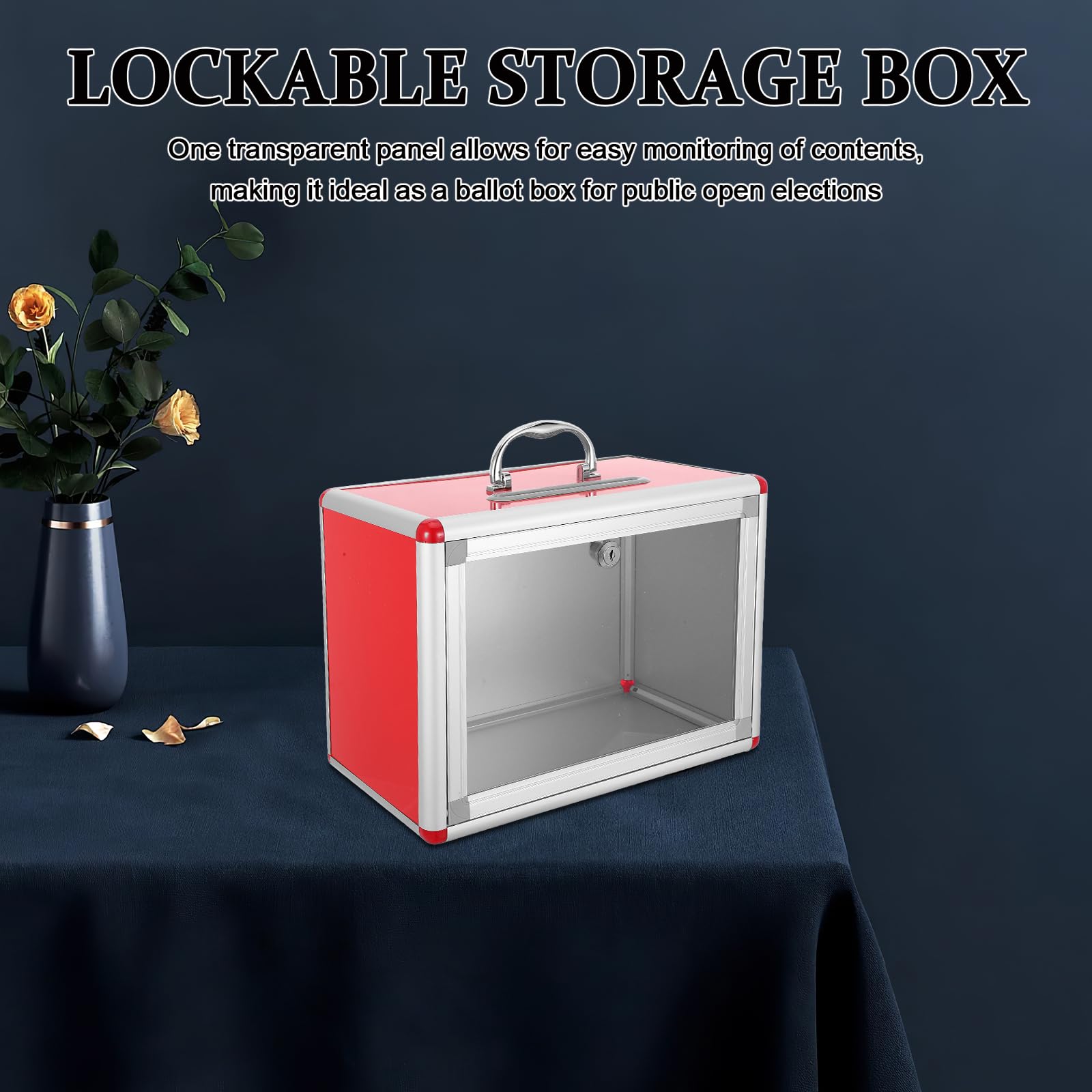 Cabilock Abstimmungsbox aus Aluminiumlegierung mit Sicherem Schlosssystem Quadratisch Abschließbar für Öffentliche Wahlveranstaltungen und Wettbewerbe