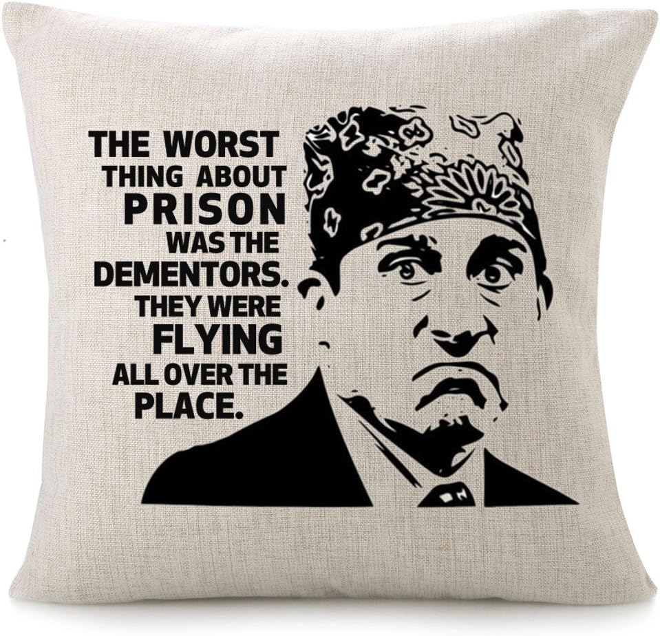 Cotton Linen Throw Pillow Case - Prison Mike Quote Humor Pillow Calligraphy Home Decor Engagement Present Birthday Cushion Cover 18x18 inches