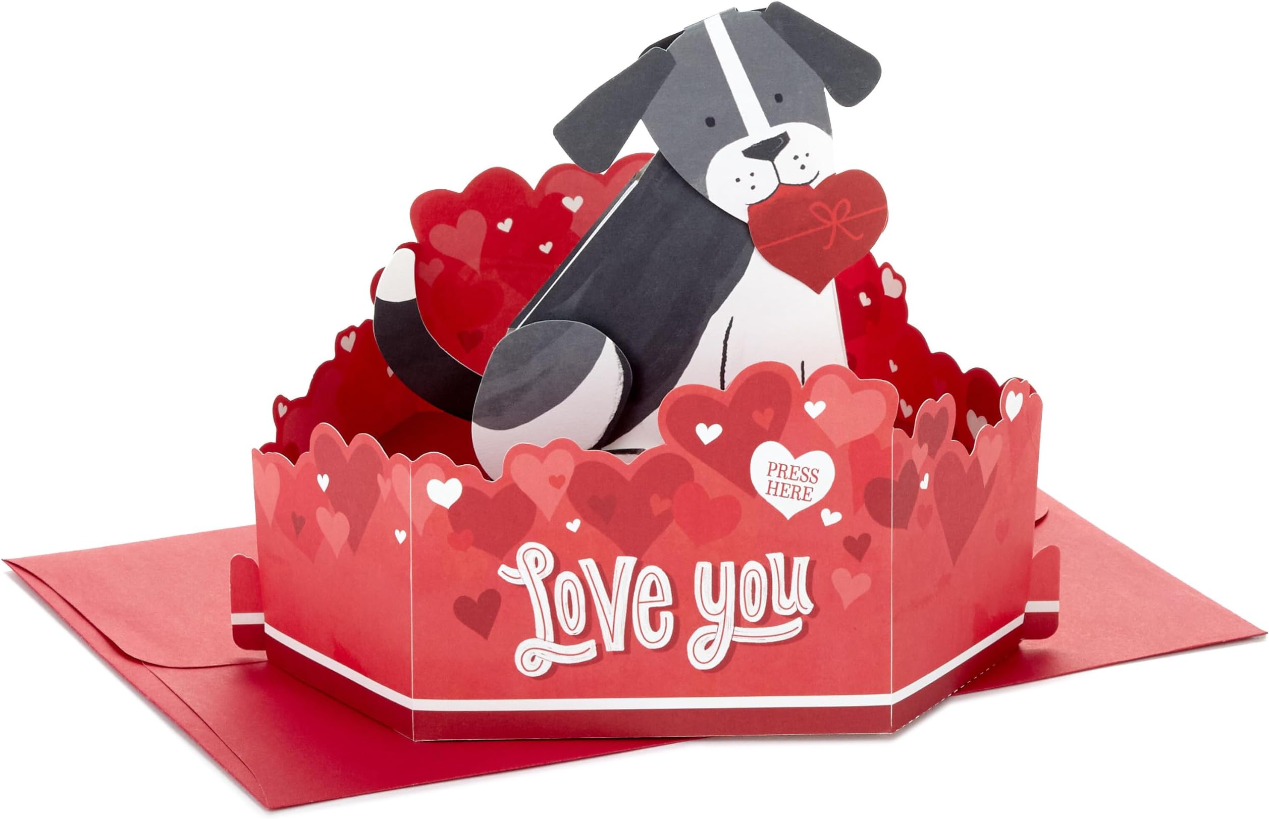 Hallmark Paper Wonder Pop Up Anniversary Card with Sound and Motion (Dog) for Romantic Birthday, Mother's Day, Father's Day, Love, Valentine's Day
