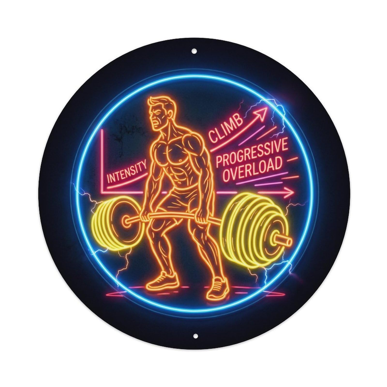 Vintage Faux Neon Gym Retro Bodybuilding Overload Metal Tin Sign