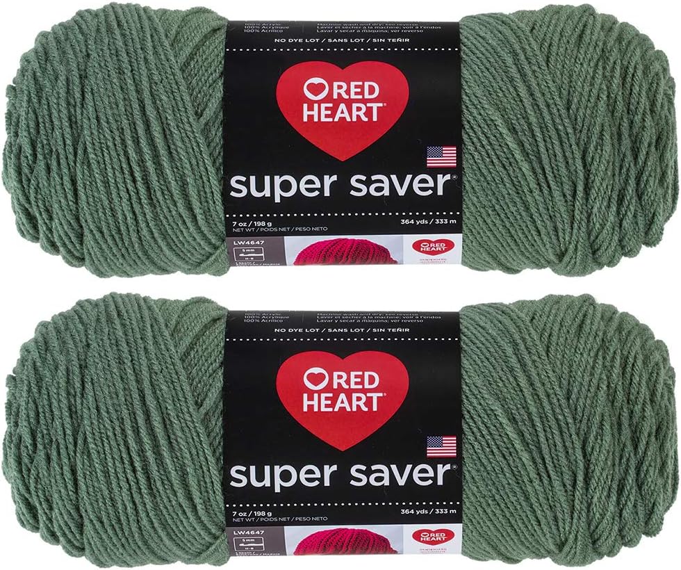 Bulk Buy: Red Heart Super Saver (2-Pack) (Light Sage, 7 oz Each Skein)