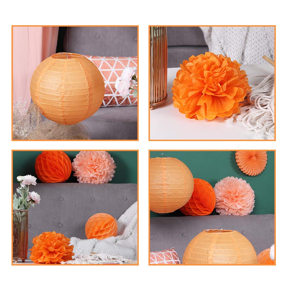 Juego de 6 Linternas de papel Pom Poms rosetones para fiestas