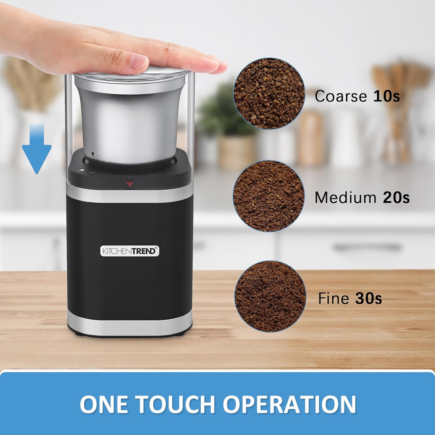 Coffee Bean Grinder Electric, Spice Grinder, Herb Grinder, Espresso Grinder, One Touch Coffee Grinders for Home Use with Removable Stainless Steel Bowl, w/Clean Brush (Black)