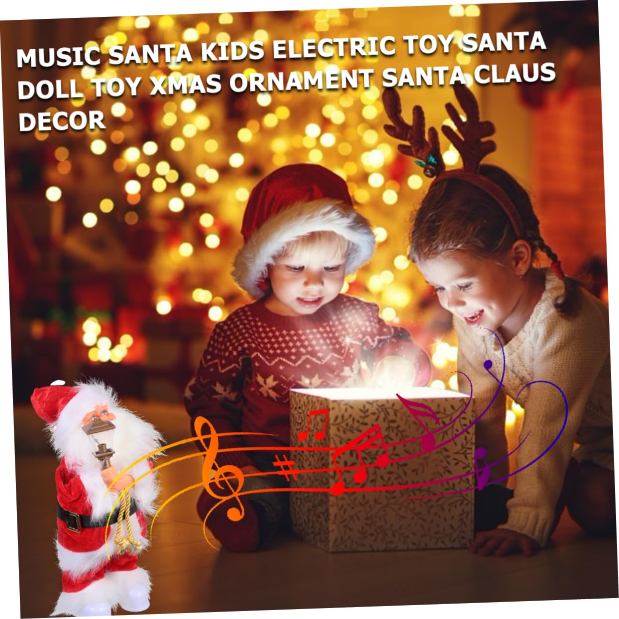 Ciieeo Muñeca Musical de Papá Noel Juguete Eléctrico Adorno Navideño Muñeco de Papá Noel para Decoración de Vacaciones