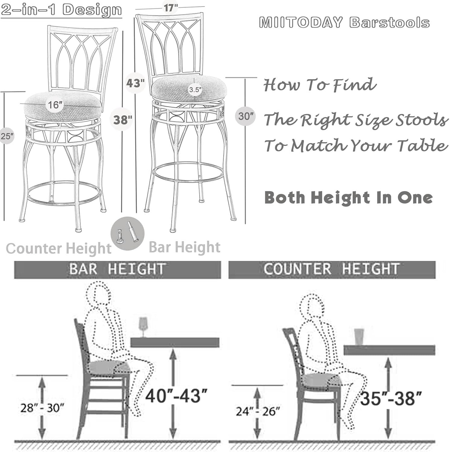 Farmhouse Swivel Bar Chairs Set of 2, Adjustable 25"/30" Industrial Counter & Bar Stools with Backs, Beige Fabric, Antique Brass Metal, Vintage Rustic Wood for Kitchen Island, Pub, Bistro