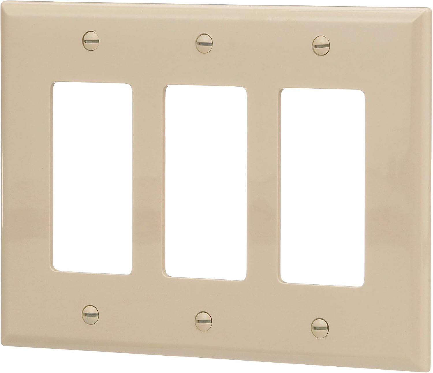 Eaton PJ263V Mid-Size Polycarbonate 3-Gang Decorator GFCI Wallplate, Ivory