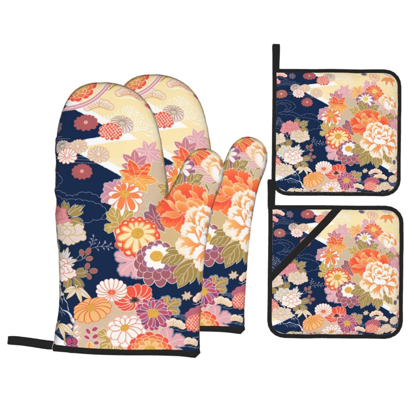 Amazon.co.jp: 鍋つかみ 4点セット 和柄 和風 さくら 花柄 クック