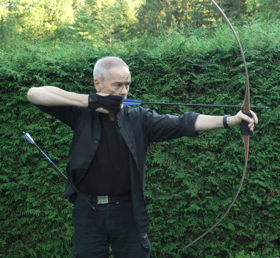 Miniatura 6 de Sanlida Arco de caza de 68 pulgadas Royal X8 arco largo tradicional de madera hecho a mano arco de caza y flechas para adultos y arqueros