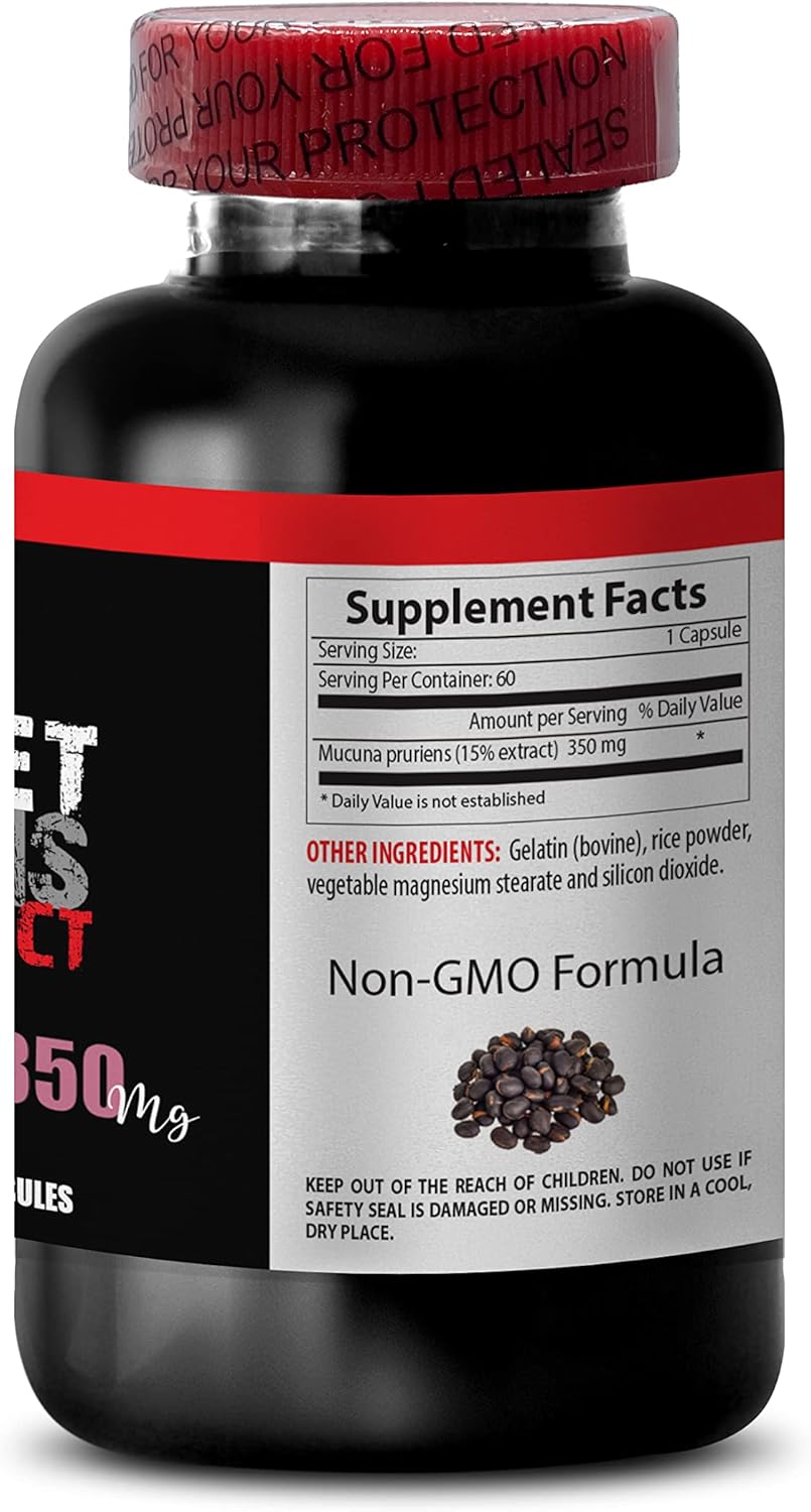 mucuna pruriens Extract - Velvet Beans - Supplement for Deep and Rejuvenating Relaxation, Mucuna Pruriens, Physical Performance Booster, Focus and Clarity Supplement, Stress Relief, 2 Bot, 120 Caps