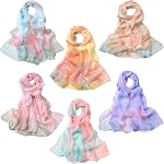 Amokk 6 Packs Fashion Floral Écharpes pour femmes Écharpe légère en mousseline pour femmes Châle d'été Warp Thin Head Echarpe