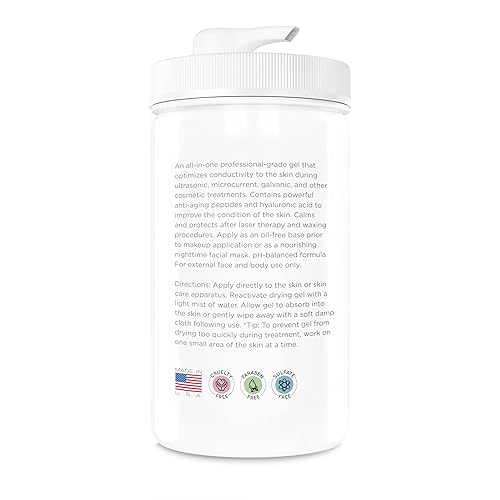 Miniatura 3 de Jellen Gel facial péptido conductor para tratamiento facial de microcorriente, ultrasónico, galvánico y radiofrecuencia (32 onzas líquidas)