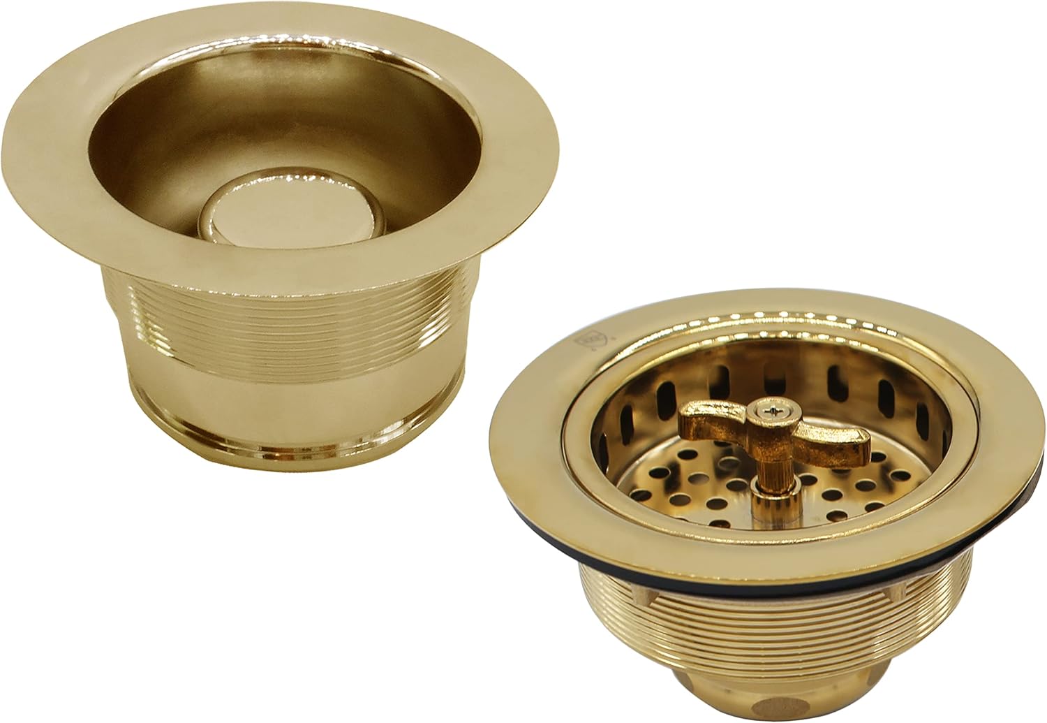 Westbrass CO2175-05 Combo Pack 3-1/2" Wing Nut Twist Style Large Kitchen Sink Basket Strainer and Waste Disposal Drain Flange with Stopper, Polished Nickel
