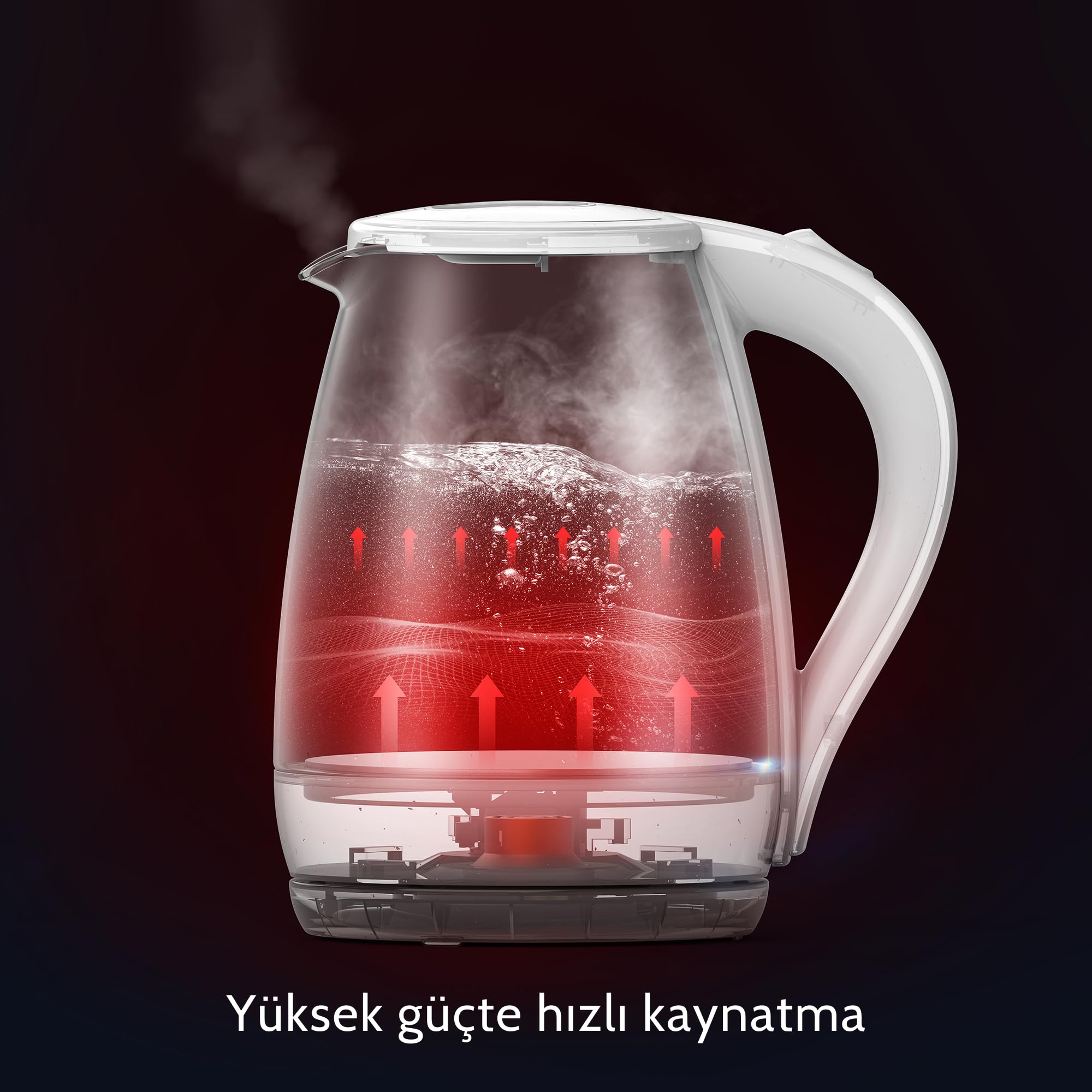 Deerma Sh30W 1,7Lt Mavi Işıklı Cam Kettle & Su Isıtıcı