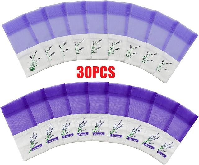 COCOCITY 30pcs Lavender Sachet Bags, Sachet Empty Bags Purple Gauze Cotton-ramie Sacks for Lavender, Spice and Herbs