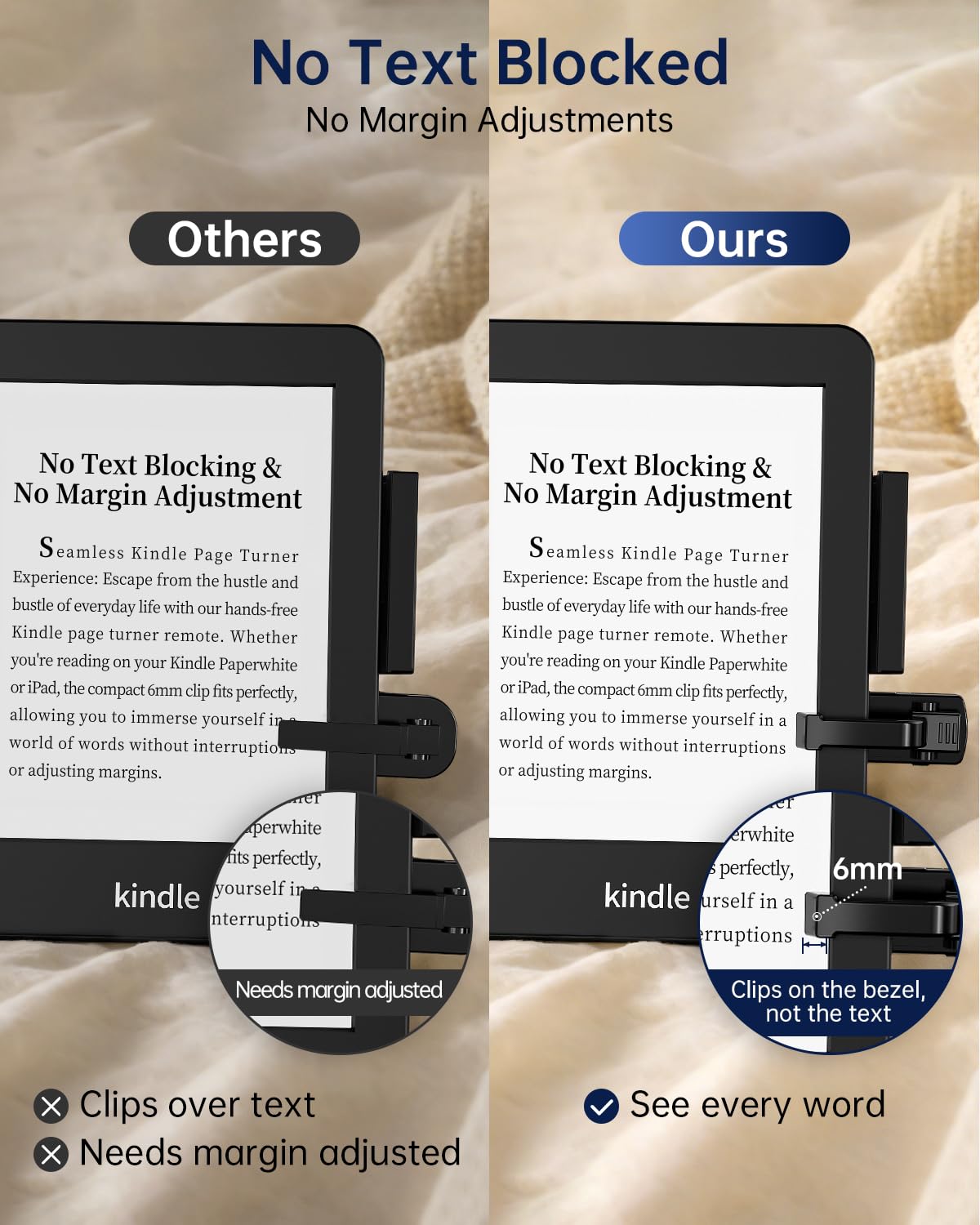 Kindle Halter mit Fernbedienung Seitenumkehrer - Freisprech-Leseständer für Bett, Schreibtisch, Laufband - Kompatibel mit Kindle Paperwhite, Oasis, iPad, iPhone und mehr