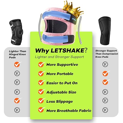 Miniatura 4 de LETSHAKE Correa de soporte para tendón rotuliano con estabilizadores laterales y almohadillas de gel para rótula, rodillera para mujeres y hombres,
