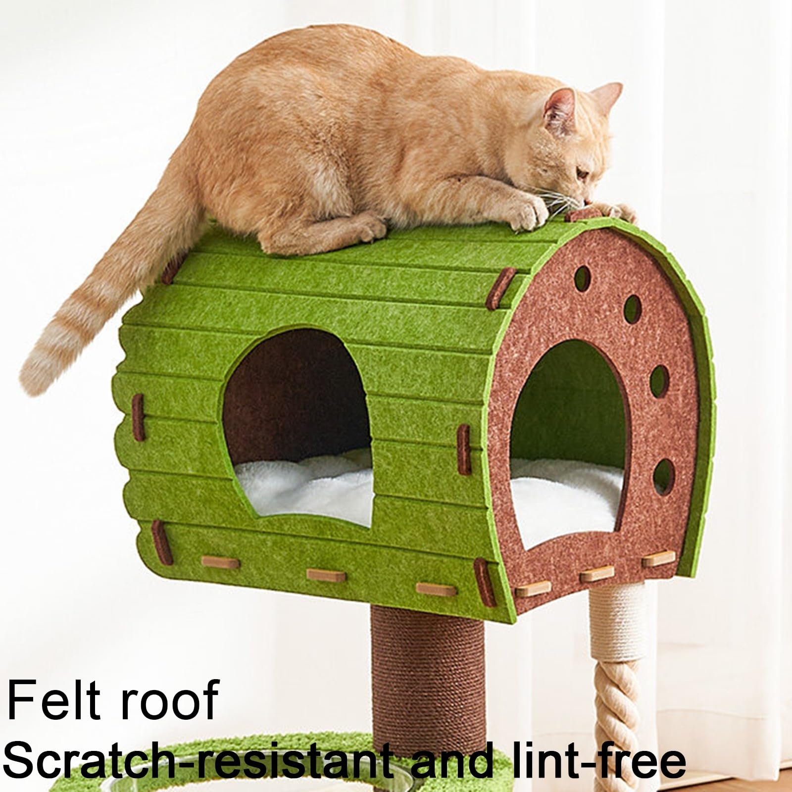 Tiragraffi con Base Rinforzata Cuccia A Forma di Capsula Spaziale Piattaforma di Osservazione Chiusa con Tetto in Feltro Tiragraffi per Gatti Pannello in MDF Palla Giocattolo Rinforzato H102/132 Cm