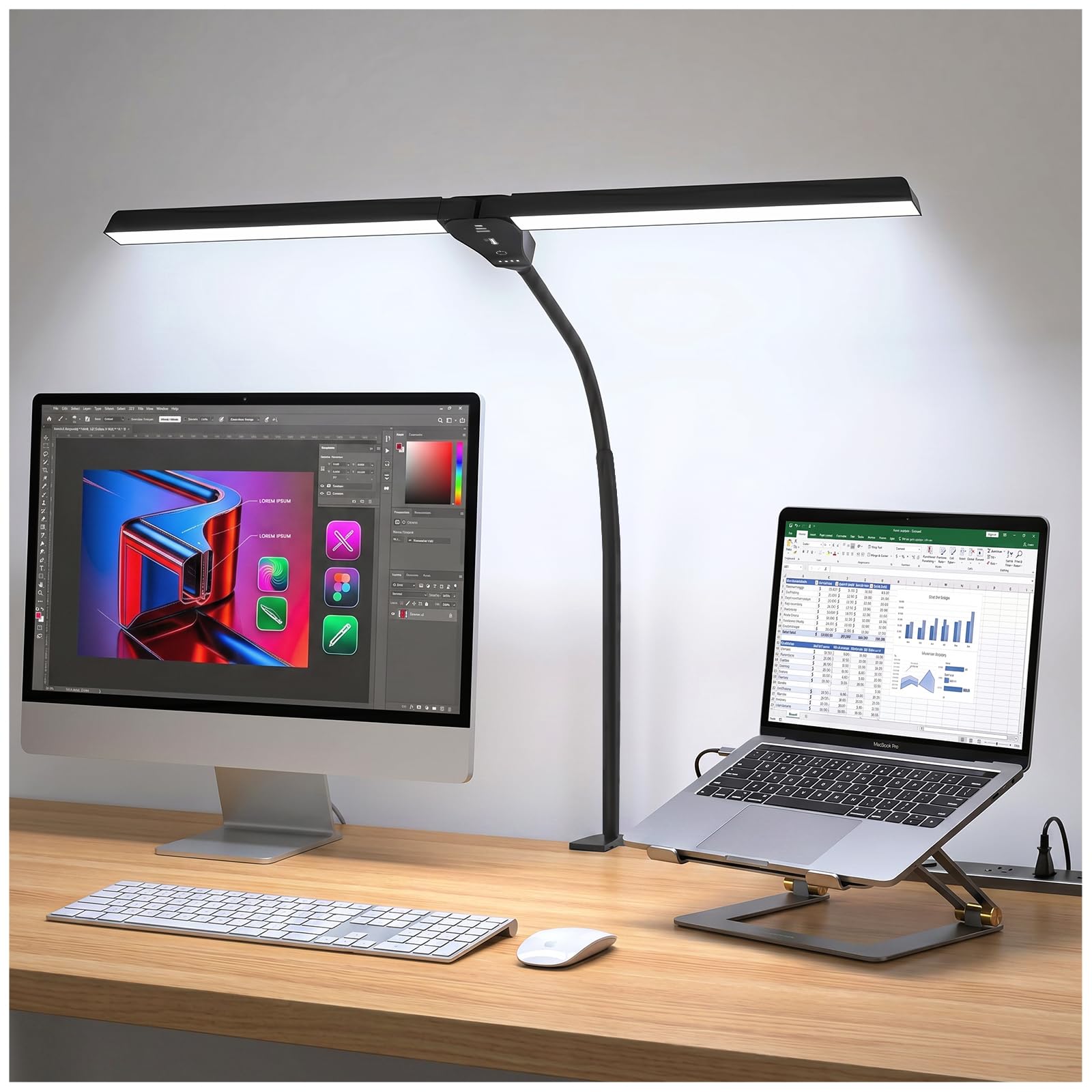 Lustaled LED Desk Lamp for Home Office with Clamp & Gooseneck 10W USB
