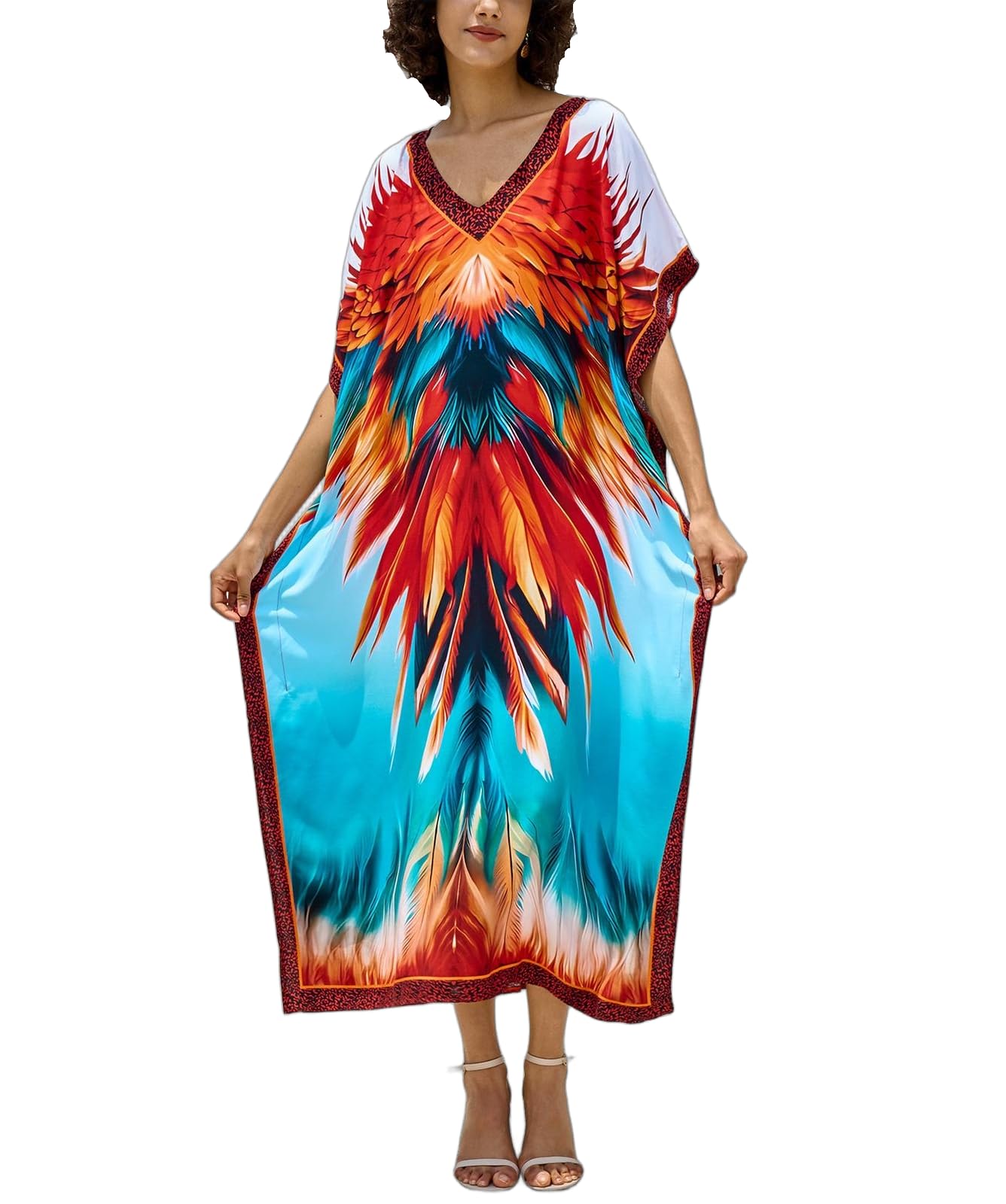 NFVNKJ Women's Plus Size Beach Lounge Kaftan Maxi Dress Swimsuit Coverup for Women