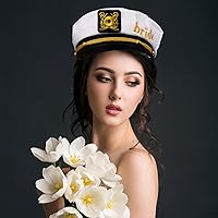 Vista 6 de Sombrero de capitán de novia marinero, sombrero de capitán de novia con velo, sombrero de despedida de soltera, sombrero de fiesta nupcial de boda
