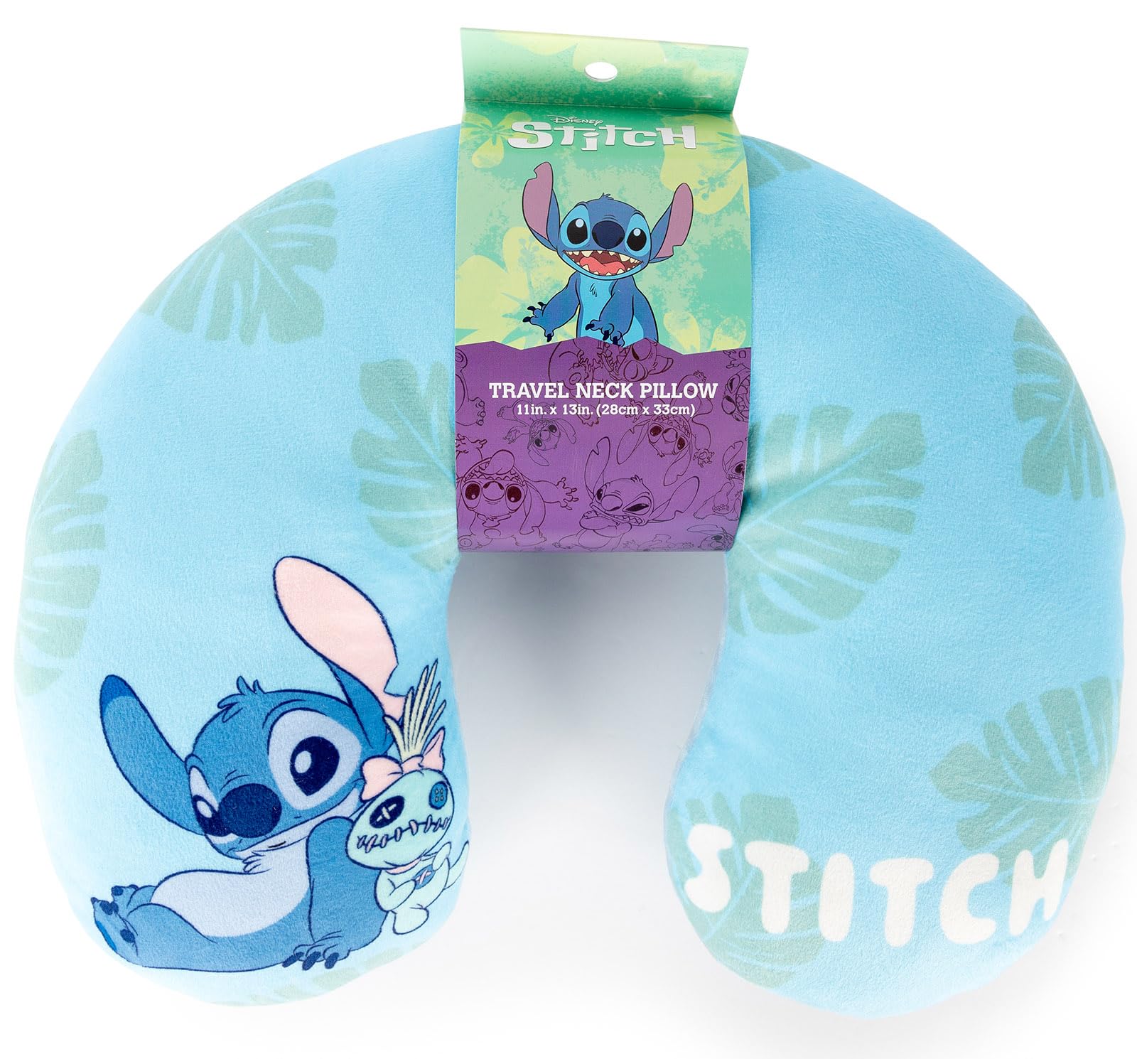 Jay Franco Disney Stitch Oreiller de voyage pour enfants – Support en polyester doux pour voiture, avion et voyages – Motif Lilo et Stitch mignon – Support de cou confortable pour enfants de 3 à 10