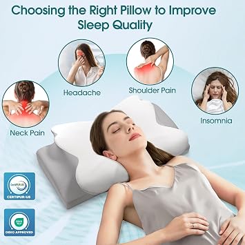 SereneCloud Cervical Pillow for Neck Support, Standard, Medium