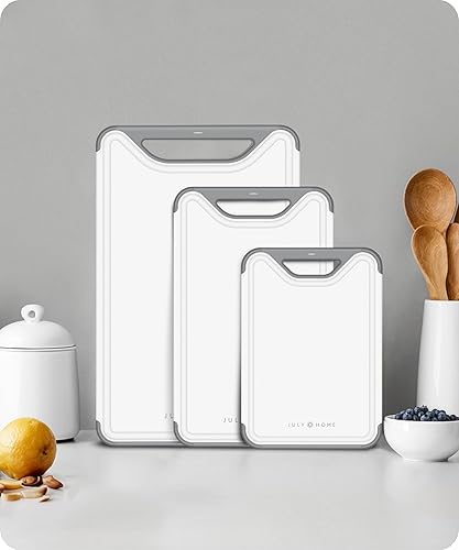 Vista 36 de Juego de 3 tablas de cortar de plástico para cocina, tablas de cortar aptas para lavavajillas con ranuras para jugos para carne, verduras, mango