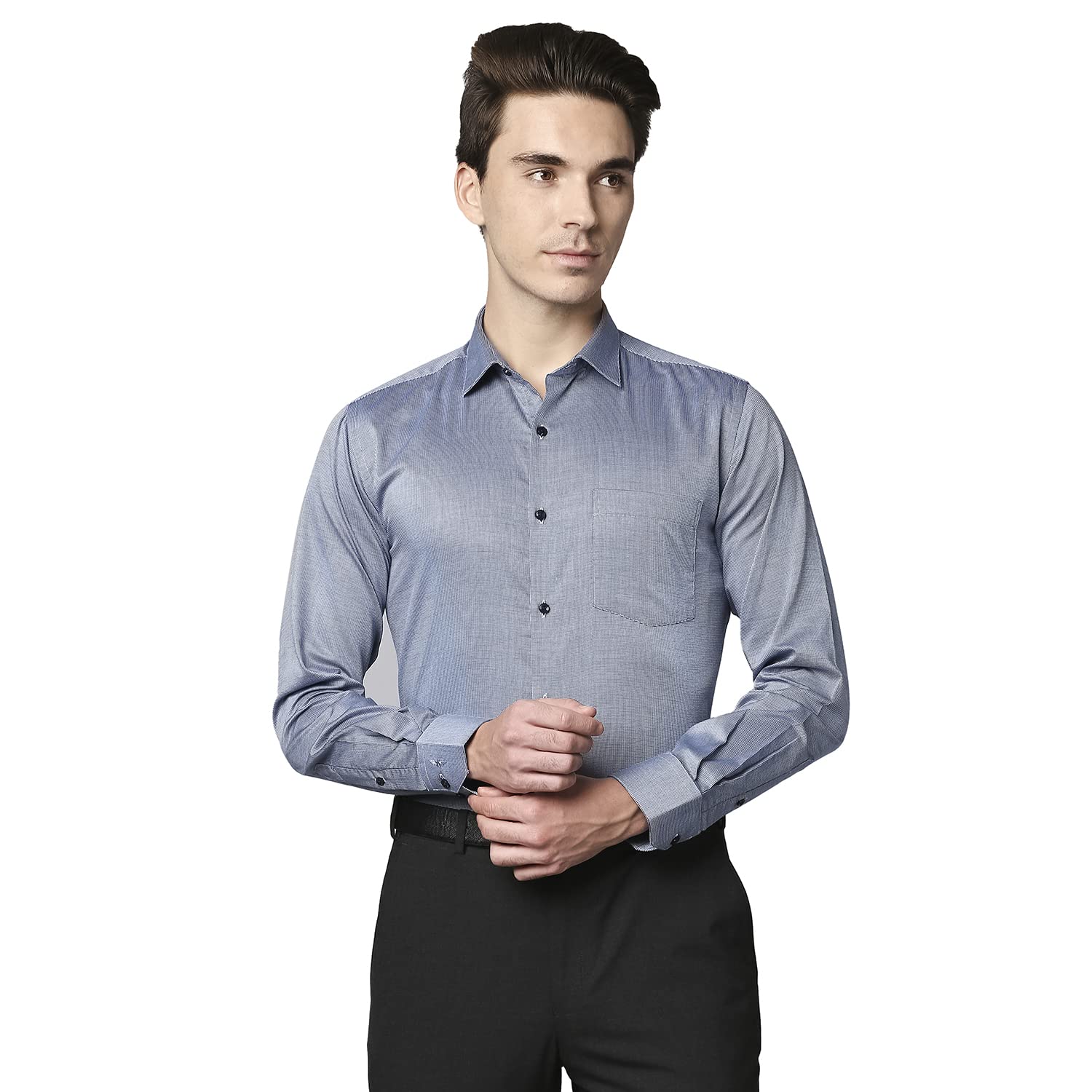 Park Avenue Men's Pure Cotton Structure Pattern Slim Fit Semi Cutaway Collar Full Sleeve Ceremonial Shirt-image-10