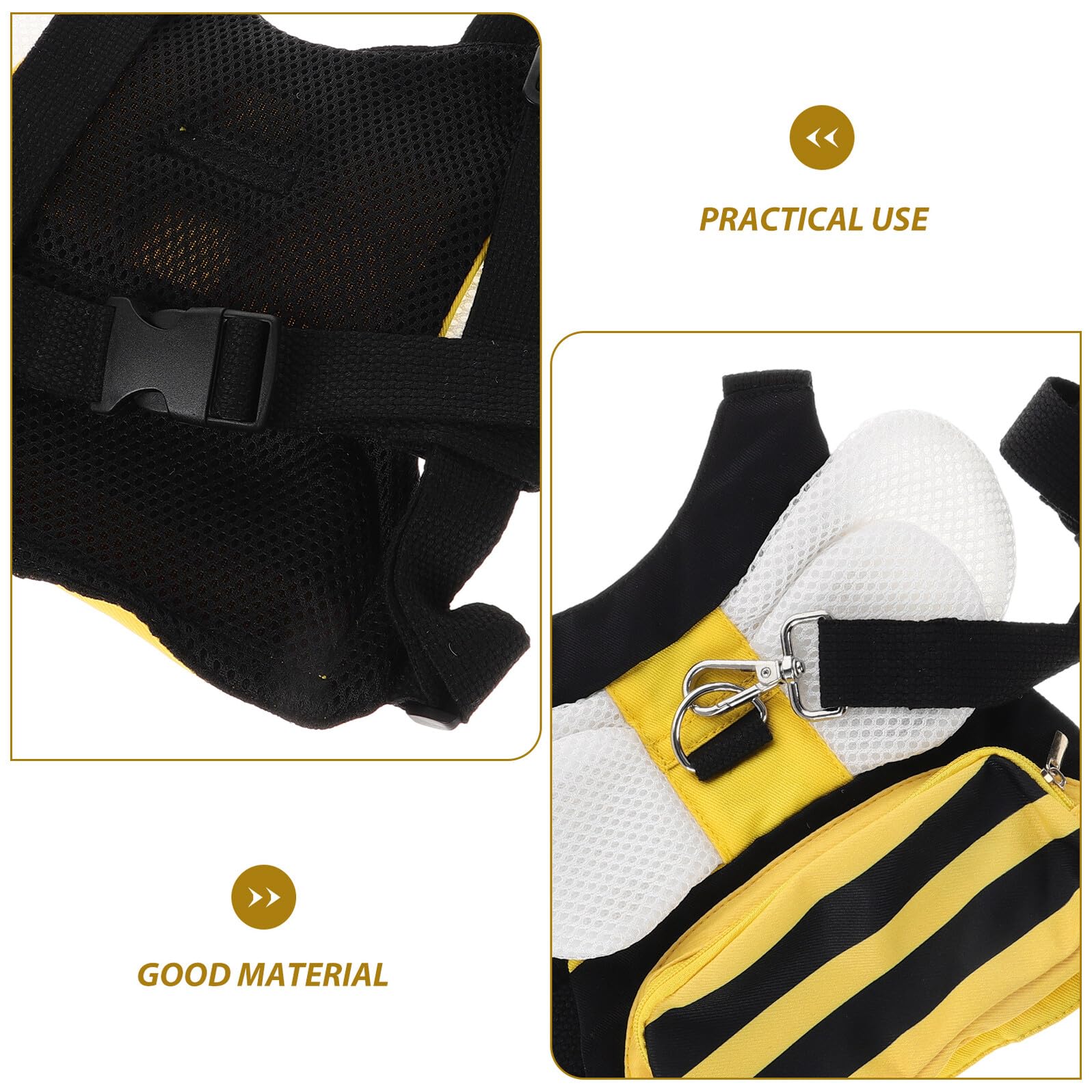 Porte-Épaule Garçon Fille Anti-perte avec Harnais Réglable et Laisse de Sécurité pour Promenade Extérieure Design Abeille Ludique Confortable et Polyvalent