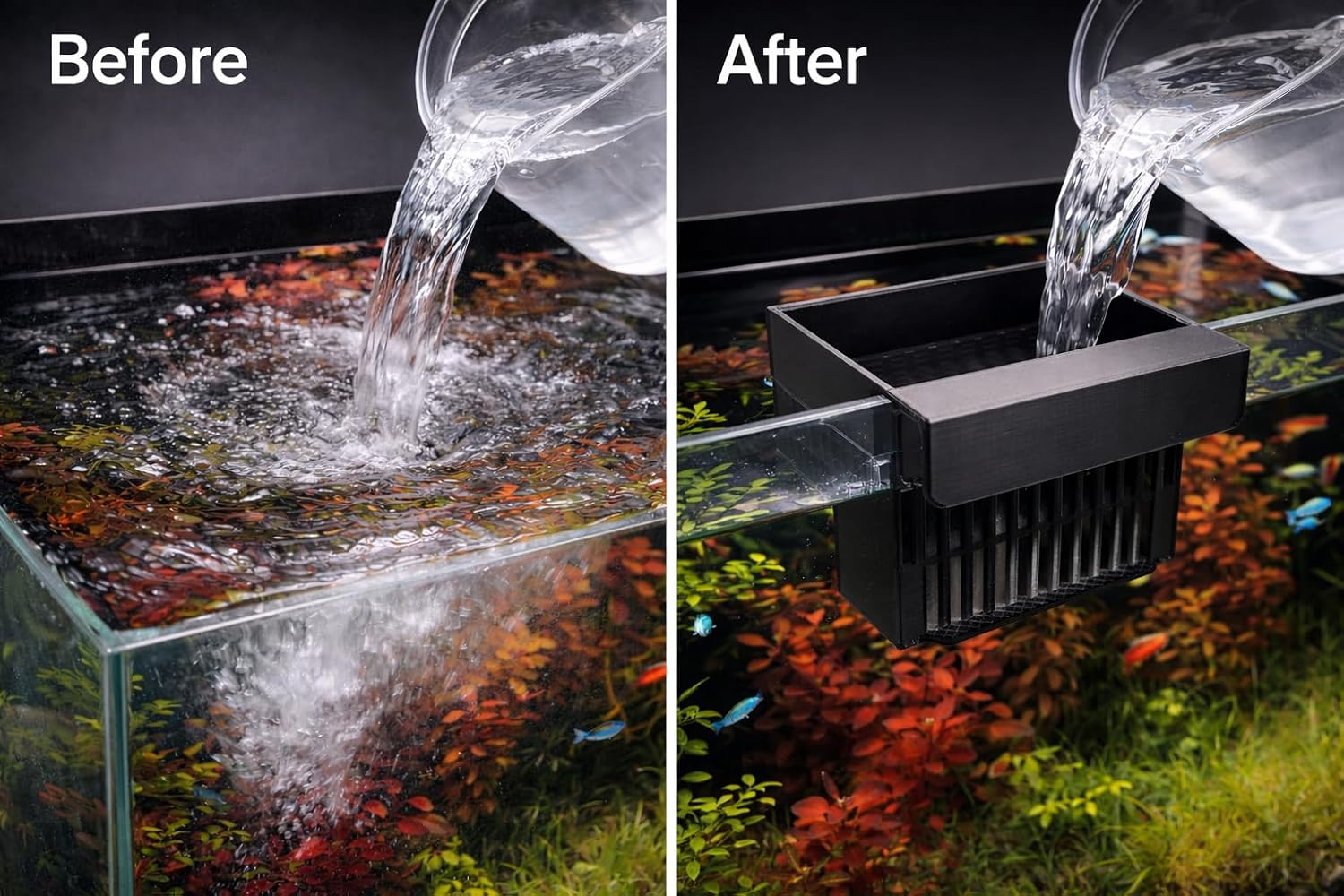 Aquarium Water Change Diffuser - Gentle Flow Designed for Smooth Water Changes (Black, Large Tank (20-30 gal))