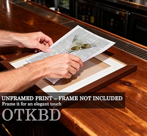 Miniatura 5 de OTKBD Juego de 4 impresiones artísticas vintage de cóctel, regalos para amantes de los cócteles, diccionario retro Martini y amantes del whisky,