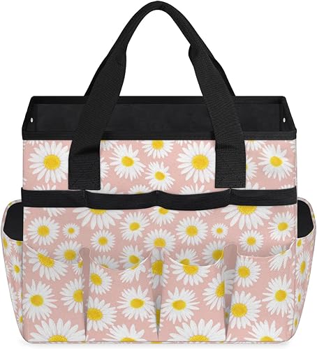 Miniatura 2 de Lovely Daisy - Bolsa de herramientas de jardín rosa para mujeres y hombres, bolsas de almacenamiento de herramientas de jardinería con 10 bolsillos,