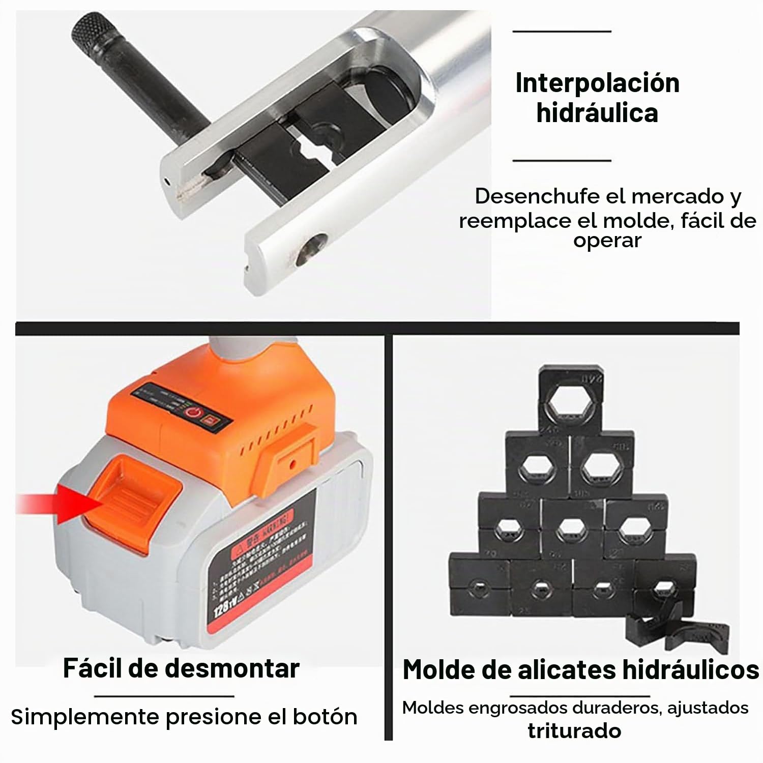 DEHIWI 16-300Mm² Crimpadora Hidráulica Recargable 18V,Herramienta Engaste Hidráulica Eléctrica con 2 Baterías Y 11 Troqueles,para Terminales De Cobre Y Aluminio
