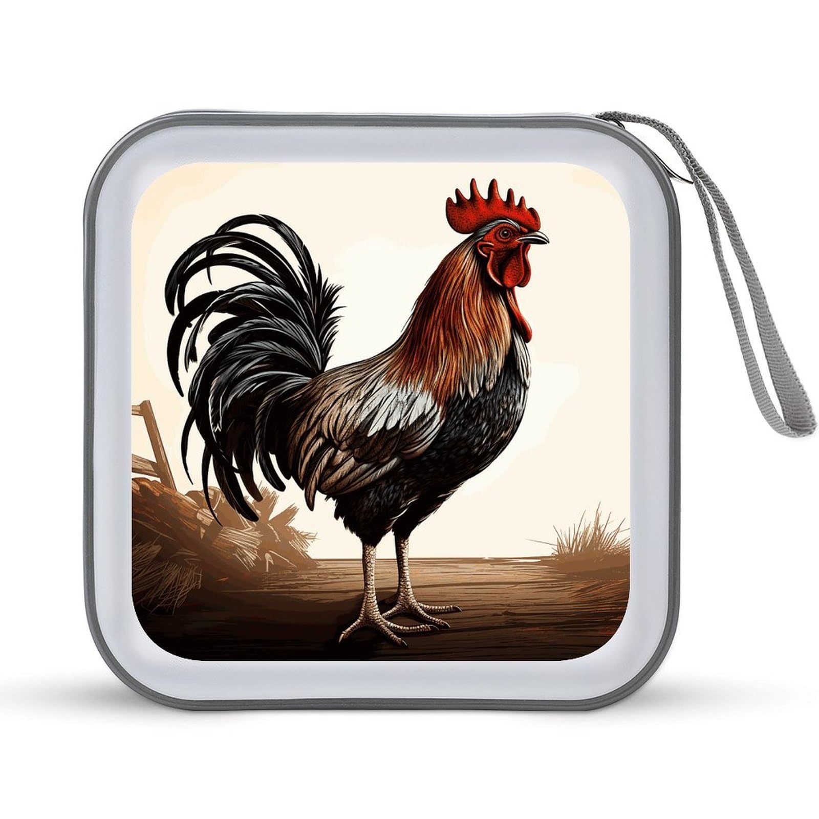 VstaDank Rooster DVD Case 40 Capacity Protective Storage Organizer Binder Booklet Album Portable Disc Wallet Car CD Disc Holder Hard Plastic CD Case CD DVD Case Holder