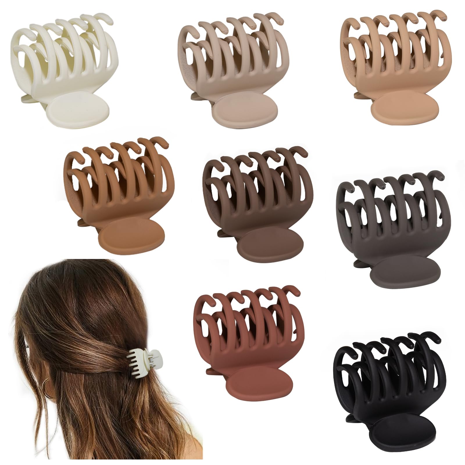 Matte Hair Clips for Women - Claw Clips with Secure Grip -9 Matte Hair Clips for Women - Claw Clips with Secure Grip -9