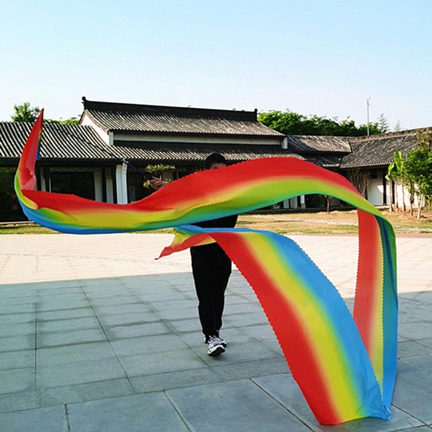 TFG - Ttfd Elderly Fitness Streamers, Rainbow Gym Dance Ribbon with Adjustable Telescopic Rod, 6/8/10 M Length Twirling Silk Streamer (Color : Style 4, Size : 6 m Length)(Style 2,10 m Length)