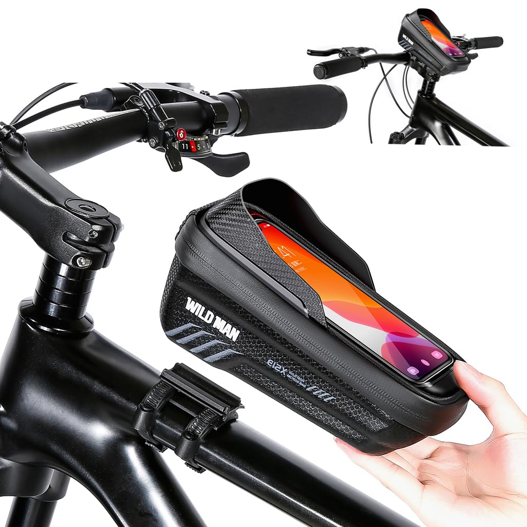 VERTAST Bicycle Frame Bag, Waterproof Mobile Phone Case, Bicycle Bag Frame for Mountain Bikes, Road Bikes, Ebikes, with Sensitive TPU Touch Screen for Smartphones up to 6.5 Inches, Black Sporting