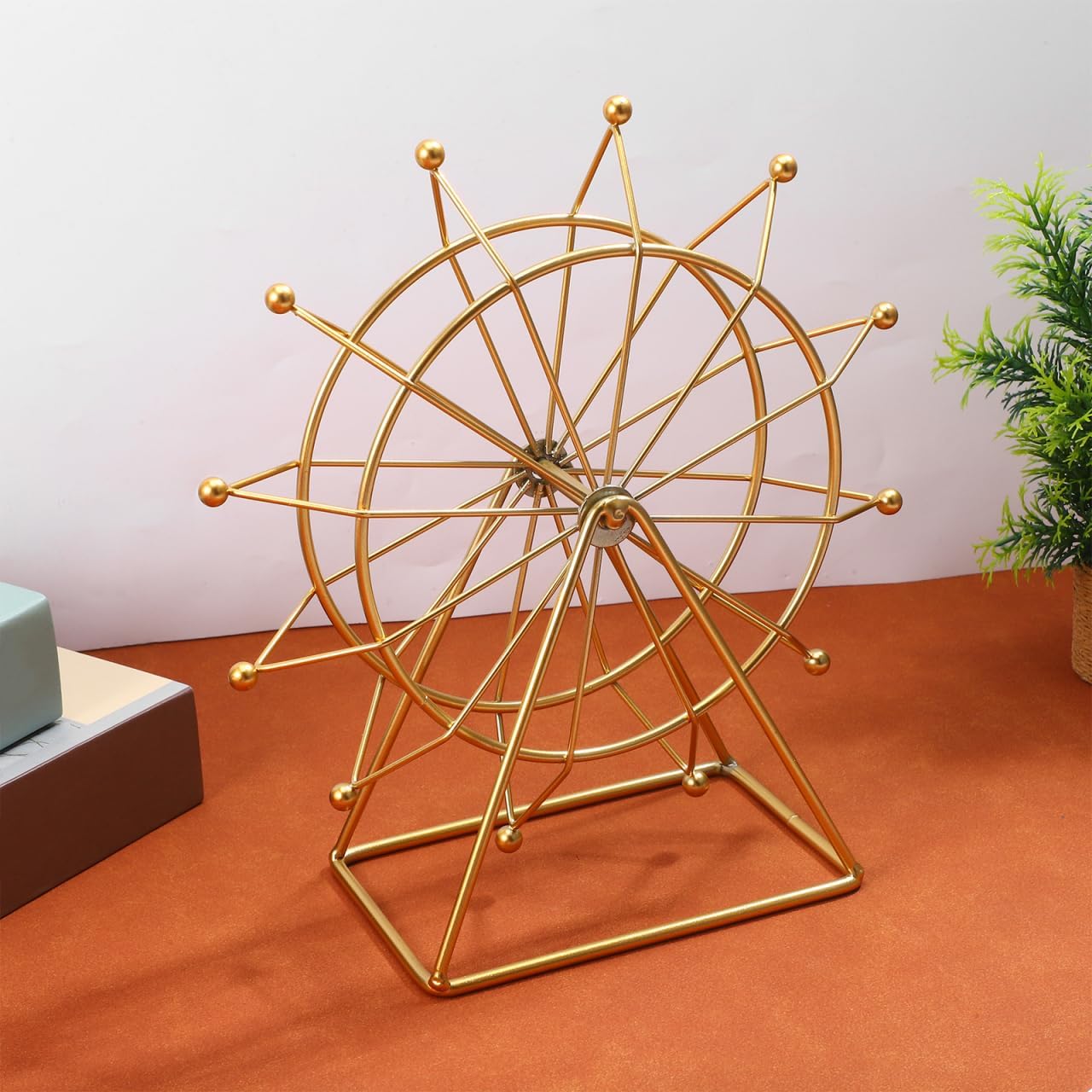ARTIBETTER 4pcs Ferris Wheel Model Vintage Bookshelf Home Decorations Retro Decor London Ferris Wheel Sculpture s 3D Model Bookcase Home Accents Gold Accents Crafts 9×8 Inches