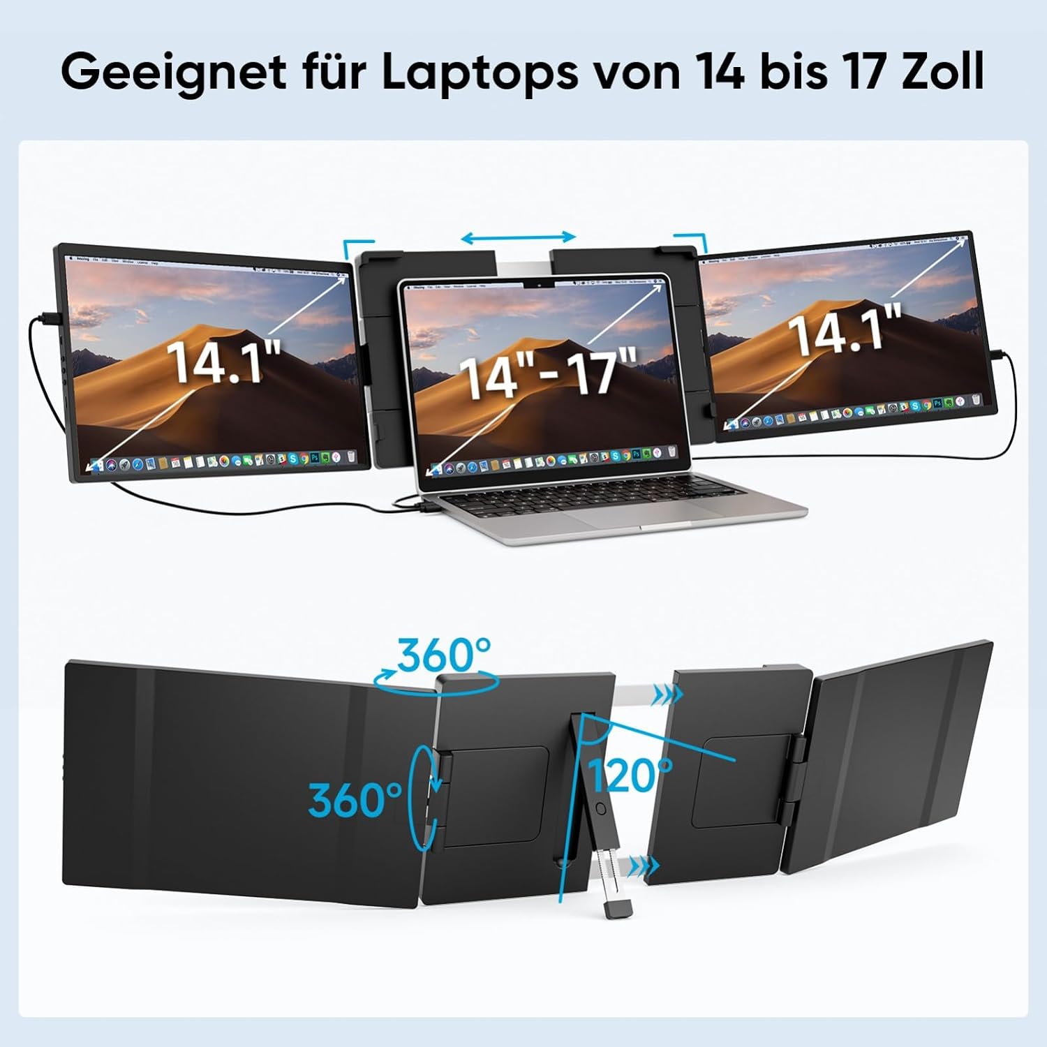 Dopesplay 14.1" Triple Laptop Screen Extender with Case for 14-17" Laptops 9 71yeWFkAMTL. AC SL1500