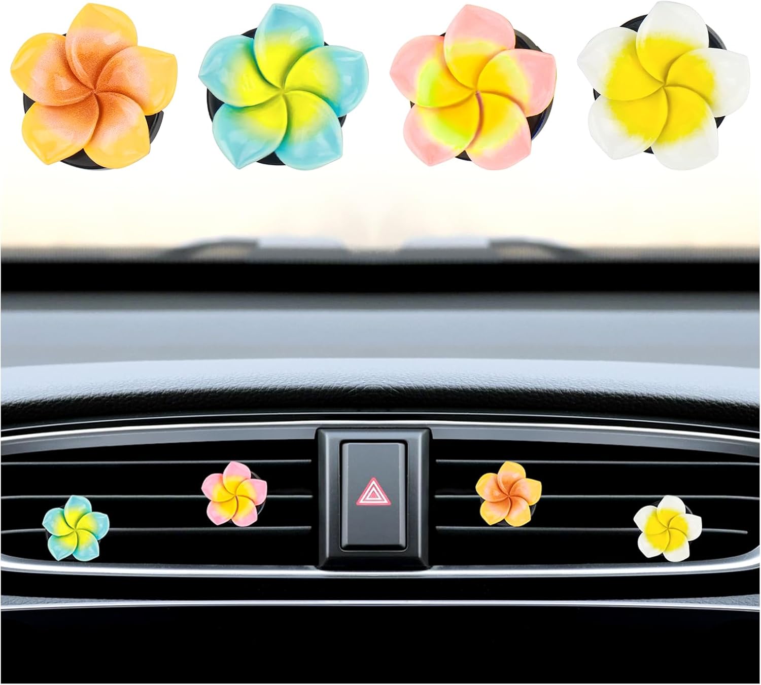 3PCS Car Vent Clips Cute,Pink Flower Air Vent Clips Car Accessories for Air Conditioning Outlet Decoration,Universal Cars Clip for Vents Cars Interior Accessories for Women