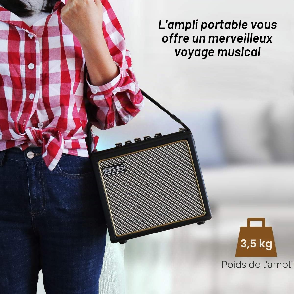 Coolmusic 30W Ampli Guitare Electrique Acoustique BT Portable Ampli Guitare Haut-Parleur avec Entrée Microphone Prise en Charge du Volume des Basses Contrôle des Aigus Effet de Réverbération