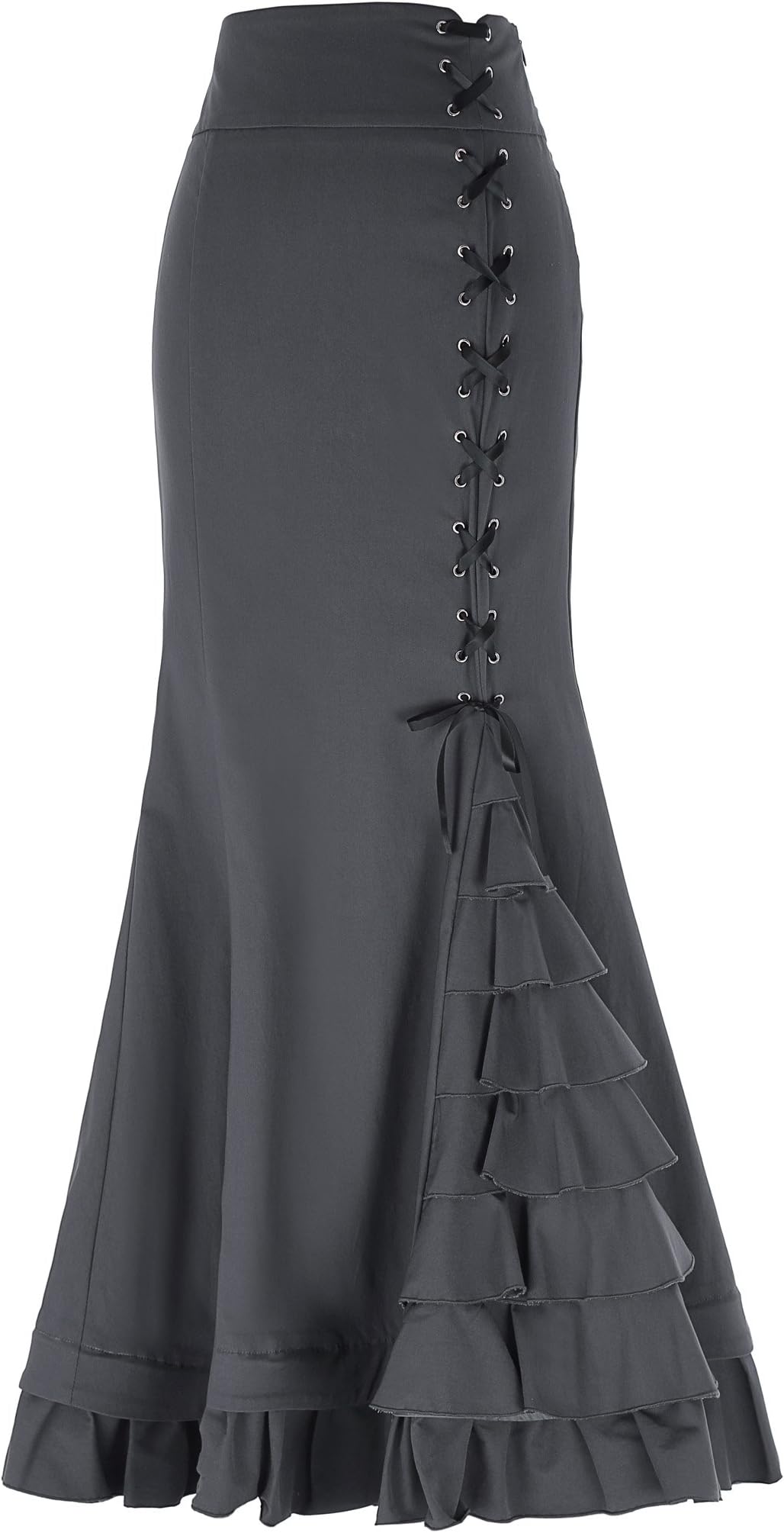 Belle Poque Women Victorian Steampunk Skirt for Wedding Party High Waist Long Maxi Skirt M Dark Grey