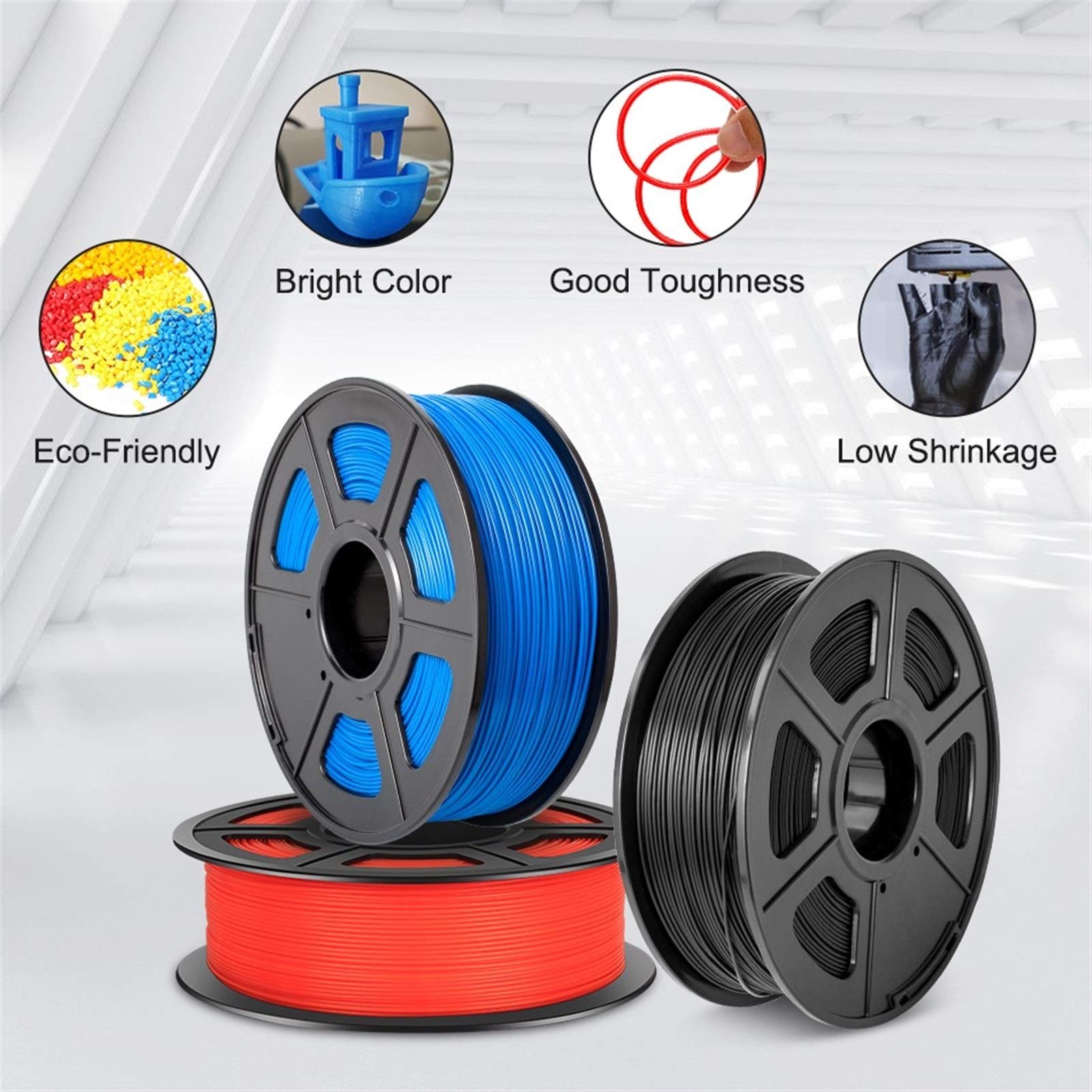 Filament do drukarki 3D, filament do drukowania 3D Filament do drukarki 3D PLA 1,75 mm 1 kg szpula 1 kg materiał do drukowania 3D do drukarki 3D i długopisu 3D (kolor: PLA czarny)