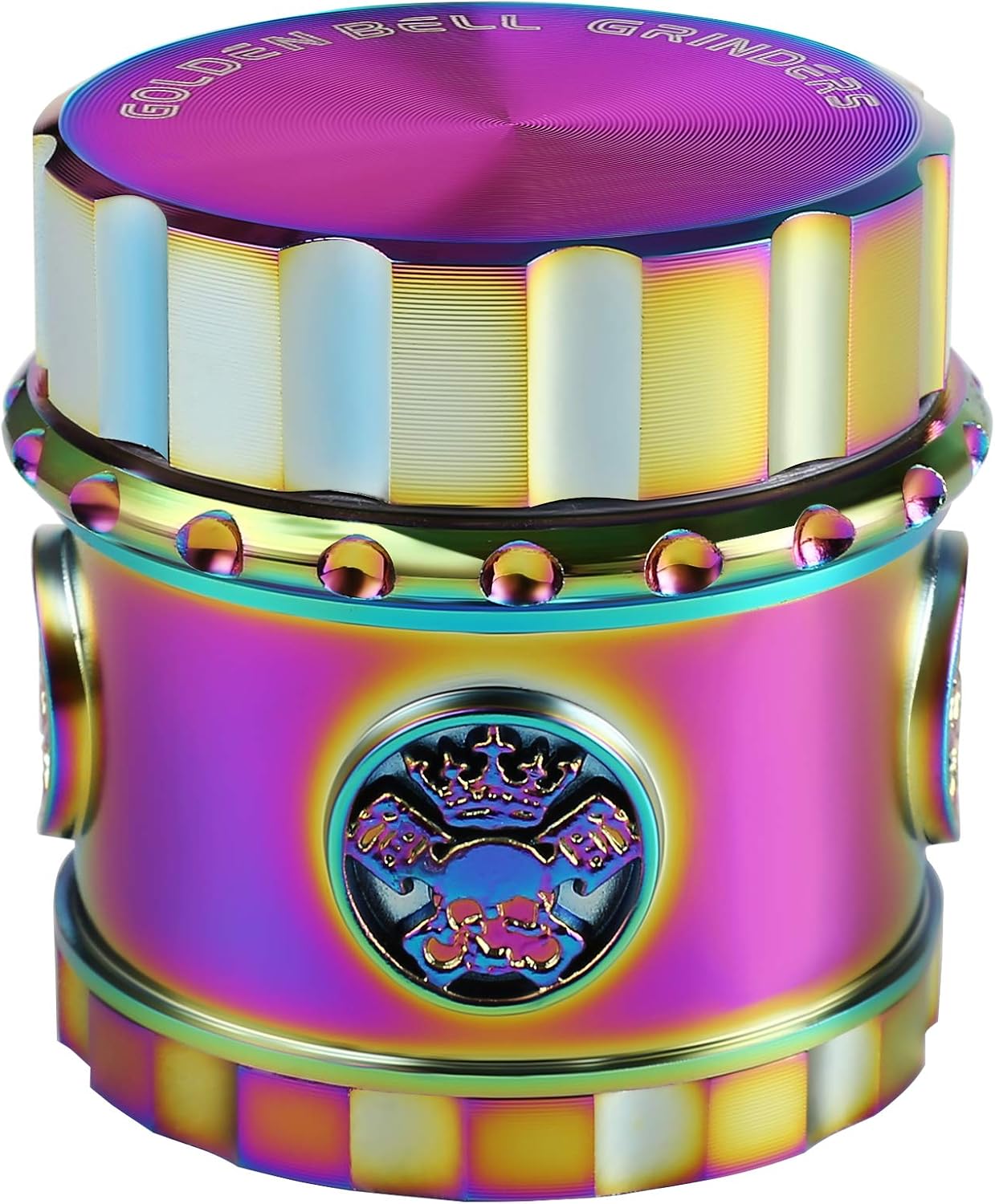 Golden Bell Grinder 1.8 inch (45 mm) Spice Grinder 4 Layers Zinc Alloy Grinder Threadless Skull