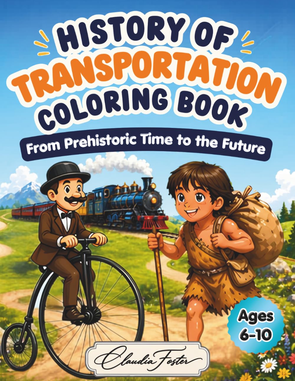 History of Transportation Coloring Book for Kids Ages 6–10: A Fun Learn-and-Color Journey Through Time: From Walking, Wheels, Ships, and Trains to Cars, Airplanes, Rockets, and Future Vehicles